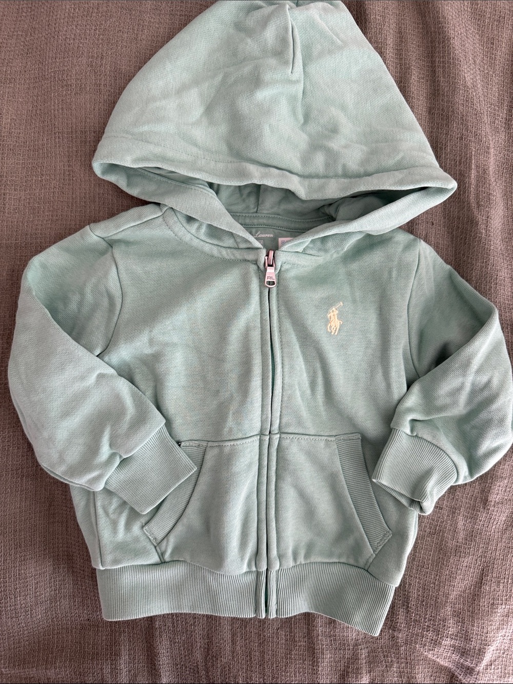 Ralph Lauren Light Mint Green Zip-Up Hoodie with Pony Logo